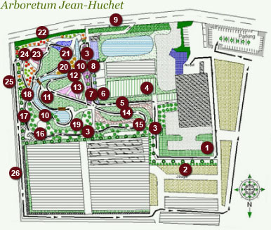 plan de l'arboretum des Pépinières Huchet